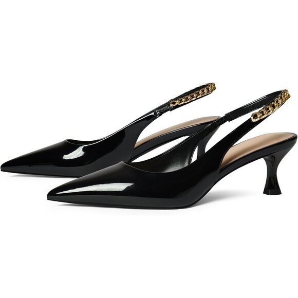 🆕Women Black Stiletto Heels Closed Pointed Toe 4 in Heels Patent Leather Pumps - Picture 7 of 9